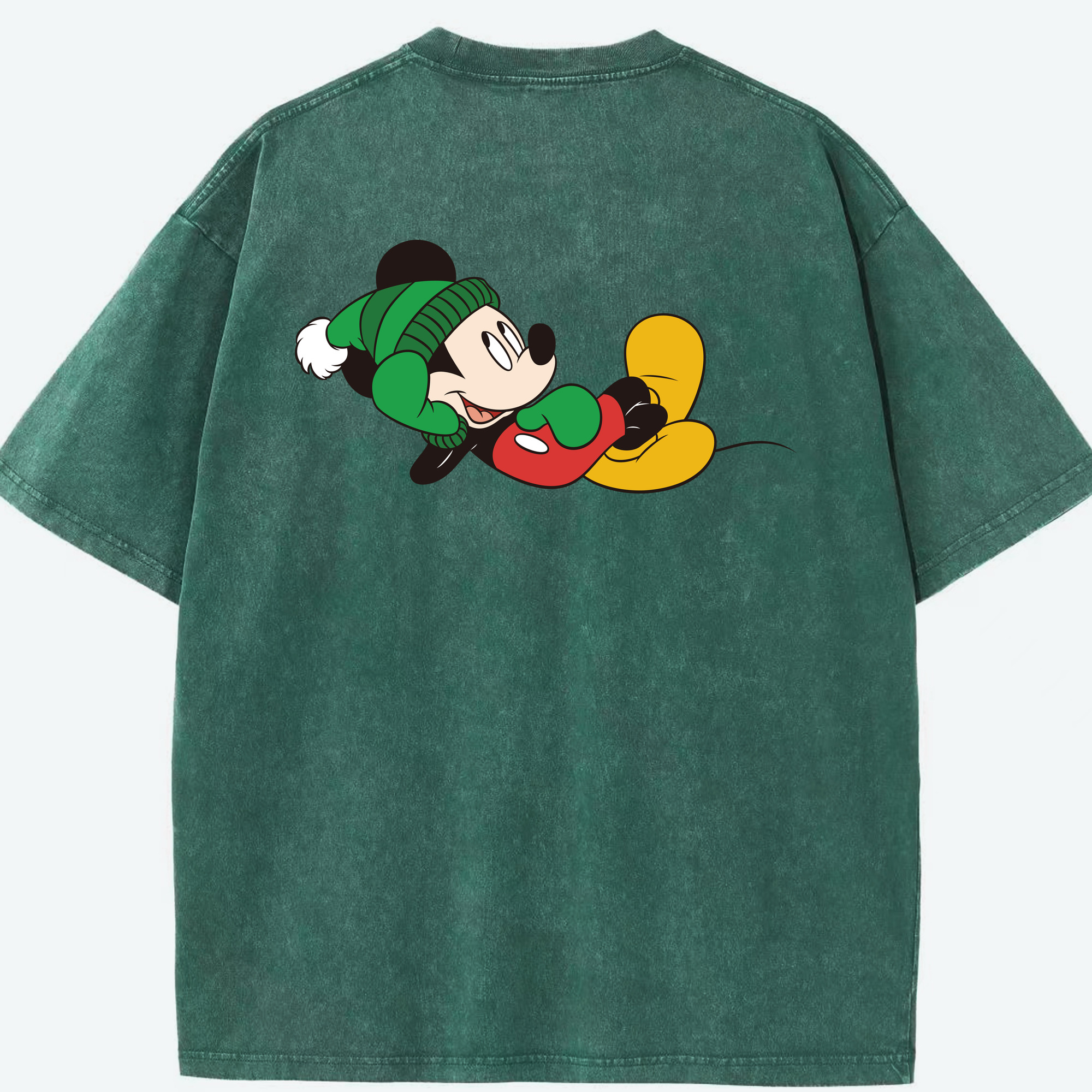 （画像用） ミッキーマウス Mickey Mouse 綿100% ヴィンテージ風 半袖Tシャツ（背面プリント）